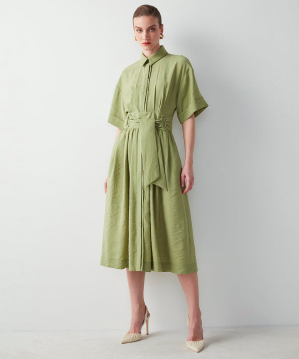 Ipekyol Shirt Dress With Metal Accessories Light Khaki