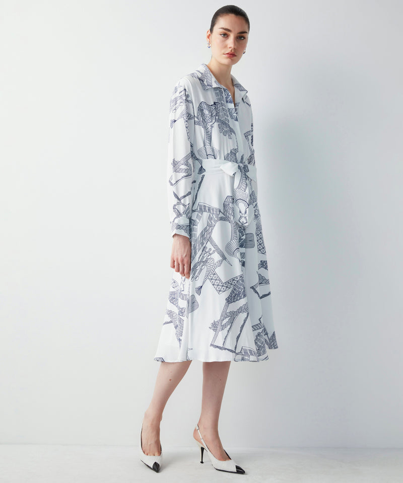 Ipekyol Patterned Midi Shirt Dress Ecru