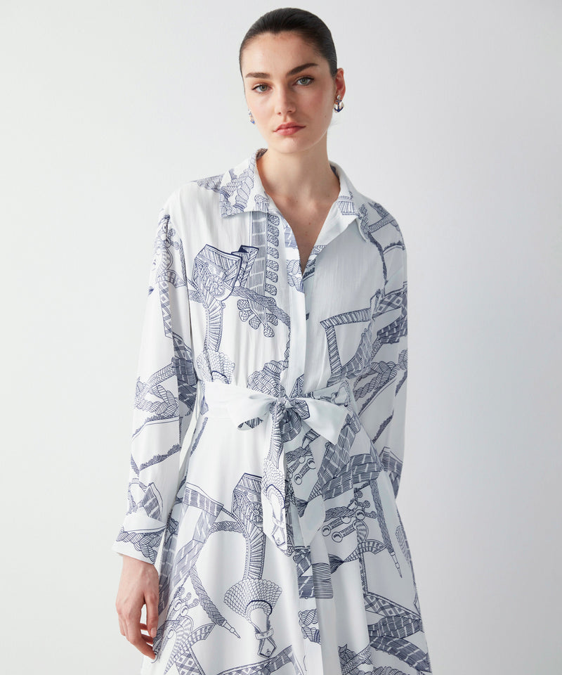 Ipekyol Patterned Midi Shirt Dress Ecru