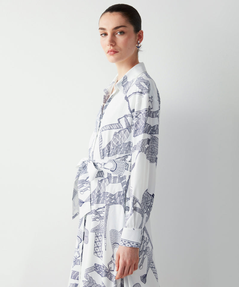 Ipekyol Patterned Midi Shirt Dress Ecru