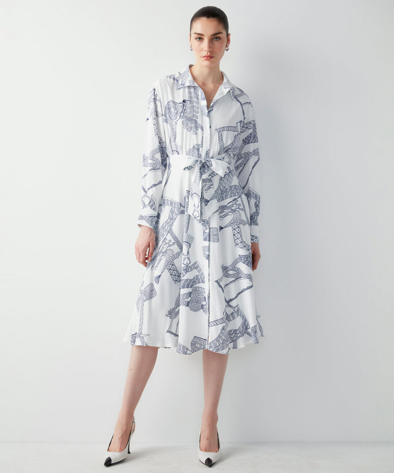 Ipekyol Patterned Midi Shirt Dress Ecru