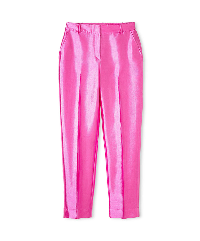 Ipekyol Shiny Textured Cigarette Fit Trousers Pink