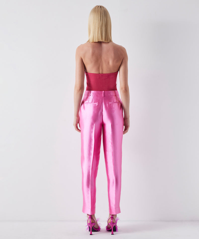 Ipekyol Shiny Textured Cigarette Fit Trousers Pink