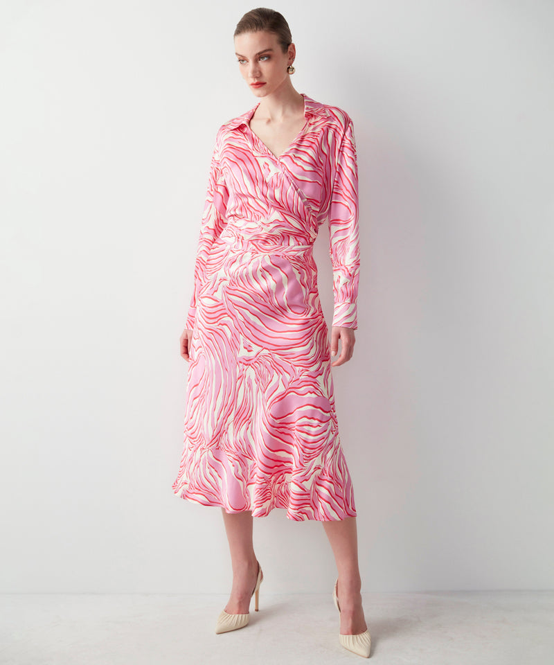 Ipekyol Patterned Satin Midi Skirt Pink