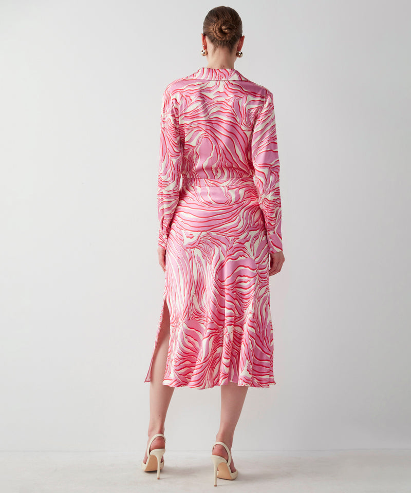 Ipekyol Patterned Satin Midi Skirt Pink