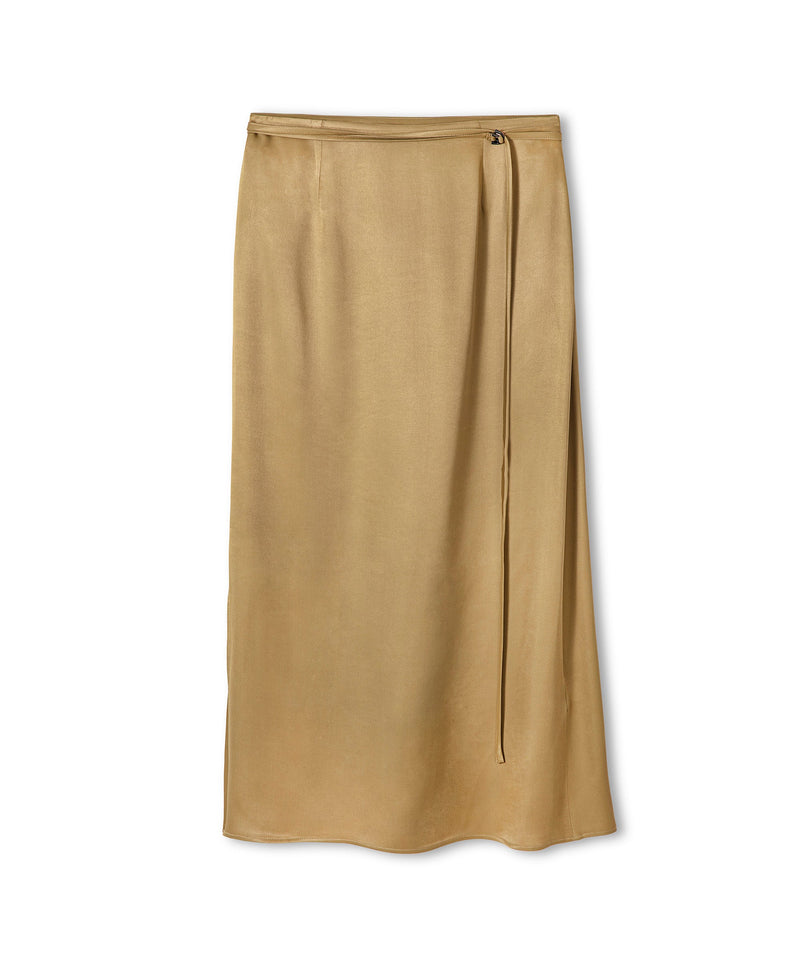 Ipekyol Waist Tie Detail Midi Skirt Khaki