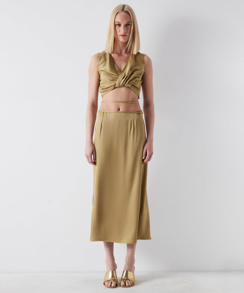 Ipekyol Waist Tie Detail Midi Skirt Khaki