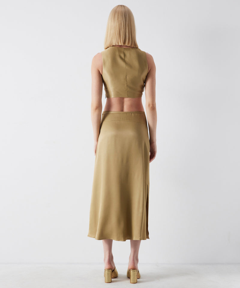 Ipekyol Waist Tie Detail Midi Skirt Khaki