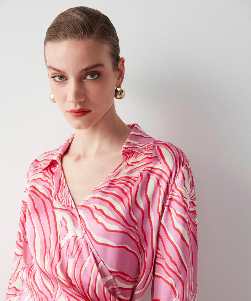 Ipekyol Patterned Double-Breasted Blouse Pink