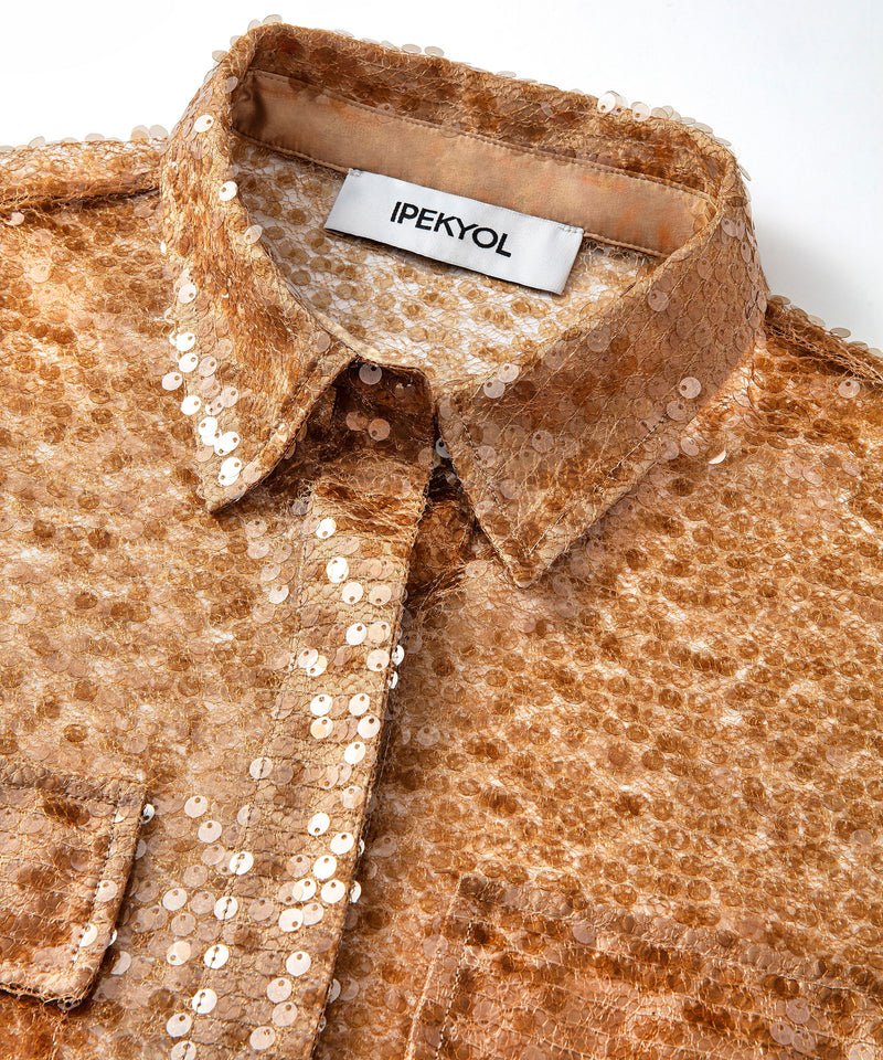 Ipekyol Sequined Oversize Shirt Caramel