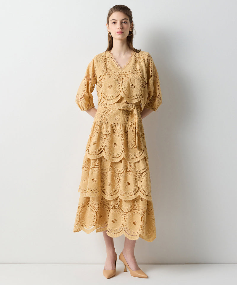 Ipekyol Belted Guipure Dress Natural