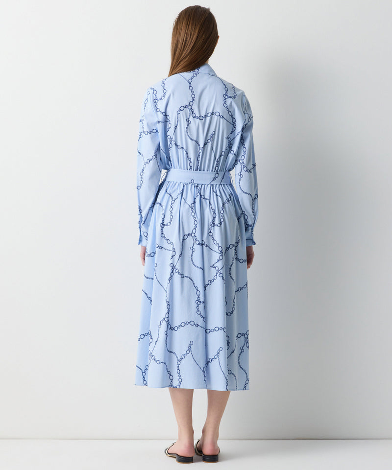 Ipekyol Chain Pattern Poplin Dress Blue