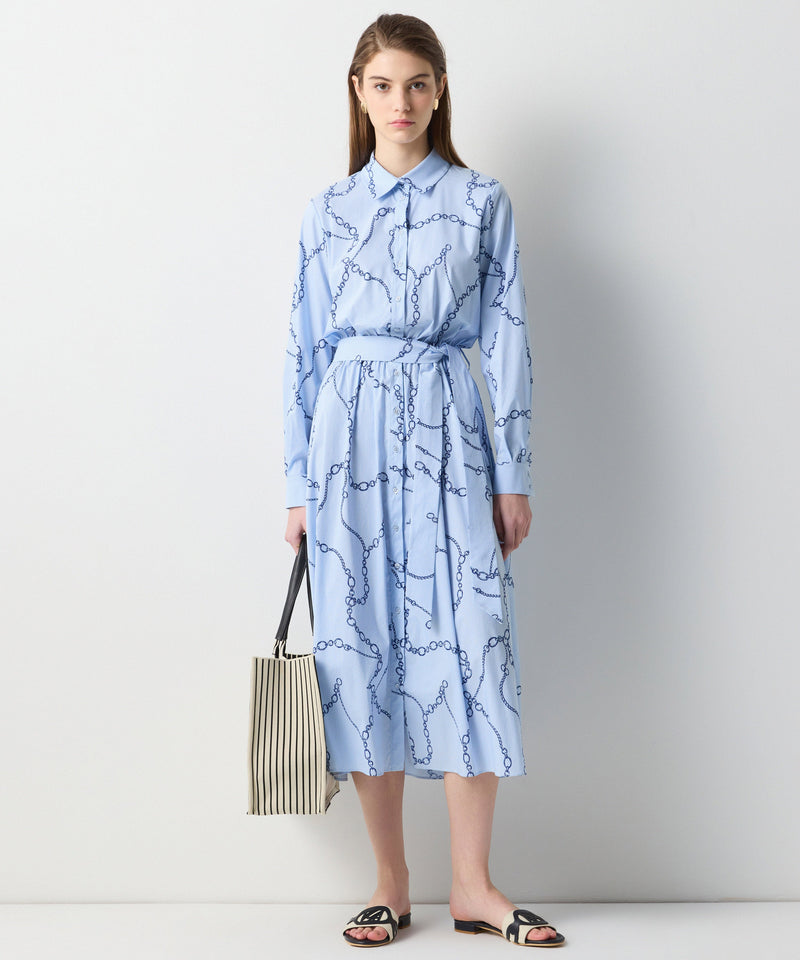 Ipekyol Chain Pattern Poplin Dress Blue