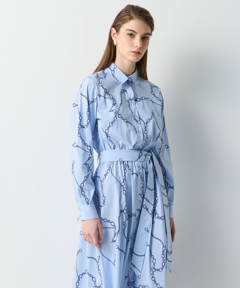 Ipekyol Chain Pattern Poplin Dress Blue