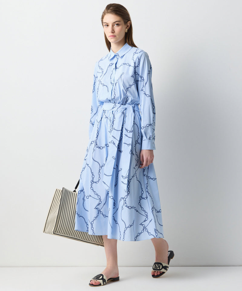 Ipekyol Chain Pattern Poplin Dress Blue