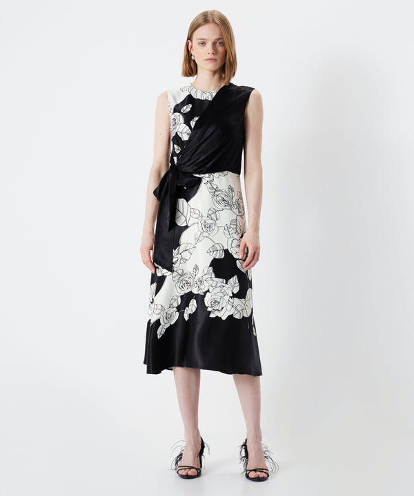 Ipekyol Tie-Front Patterned Dress Oil