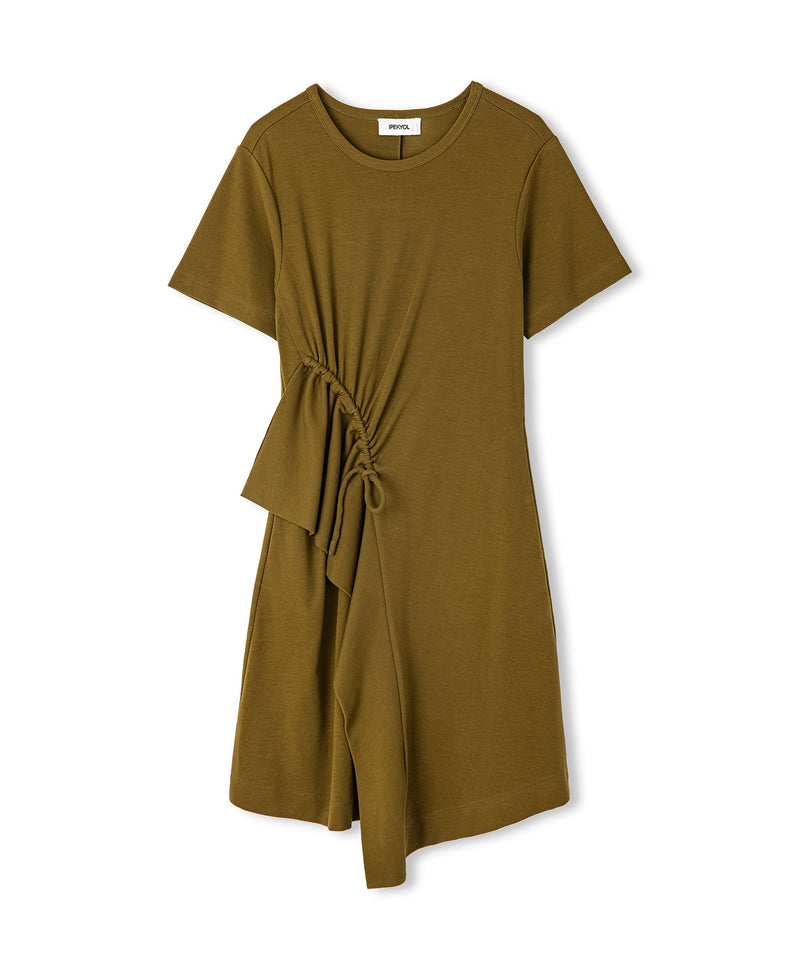 Ipekyol Adjustable Gathered Combed Cotton Dress Khaki