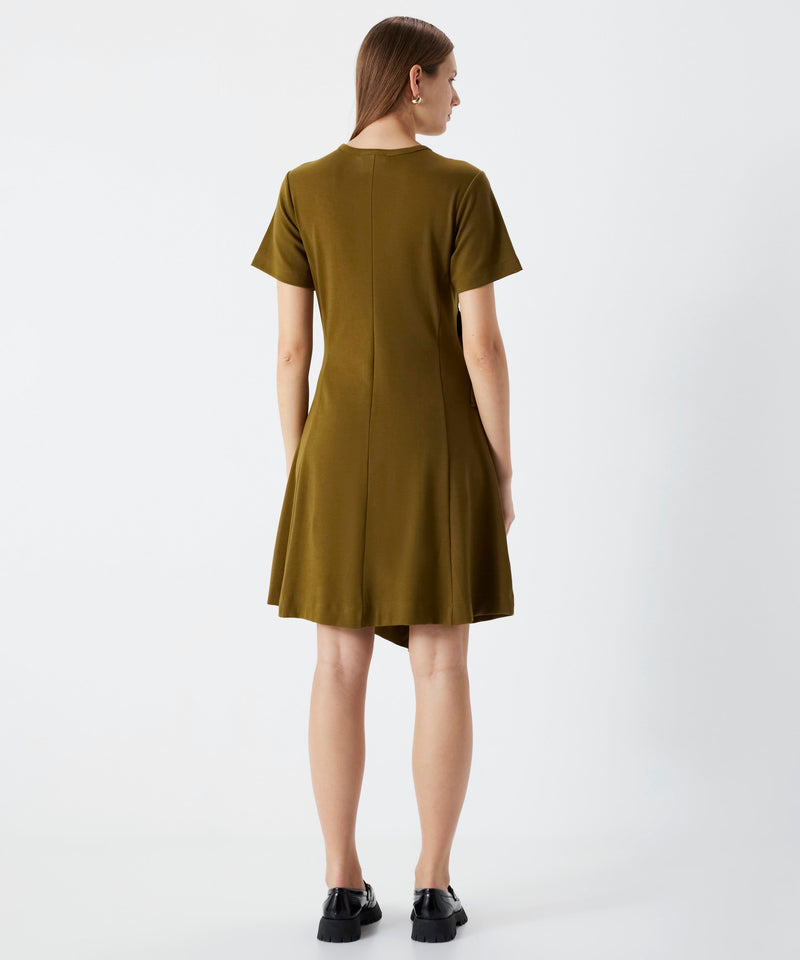 Ipekyol Adjustable Gathered Combed Cotton Dress Khaki