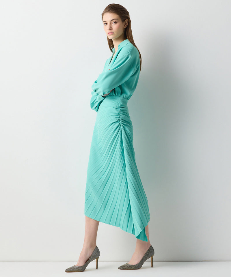 Ipekyol Pleated Shirt Collar Dress Green