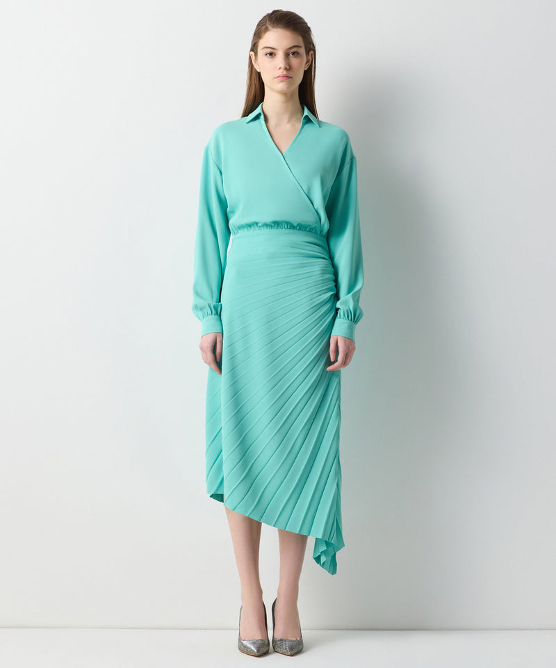 Ipekyol Pleated Shirt Collar Dress Green