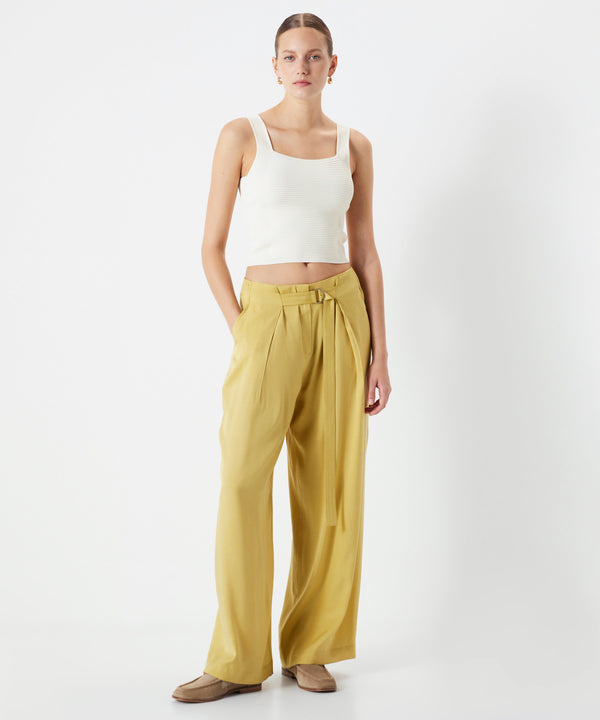 Ipekyol Wide Leg Fit Trousers With Metal Accessories Olive