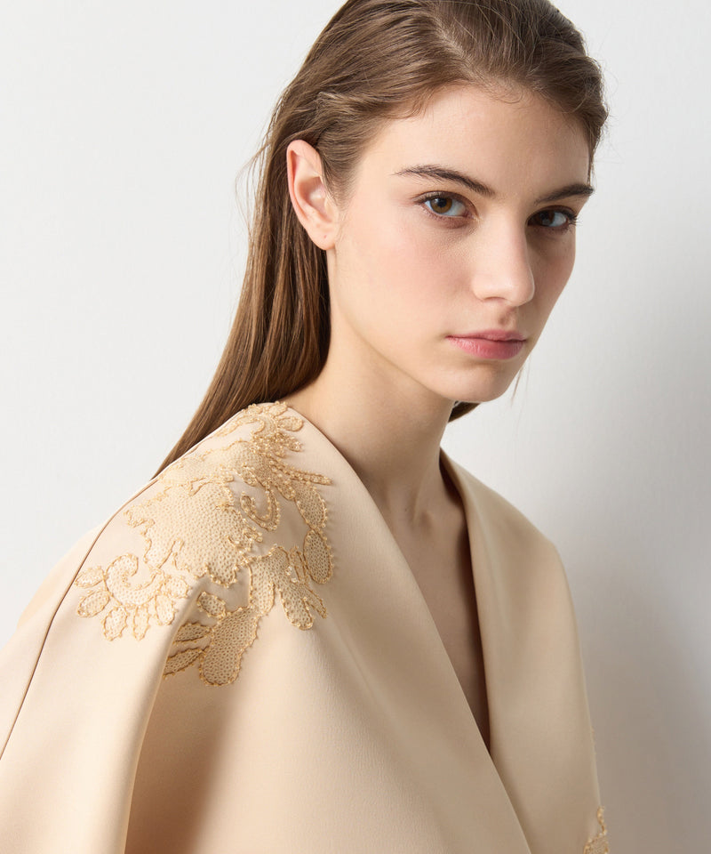 Ipekyol Embroidered Satin Jacket Natural