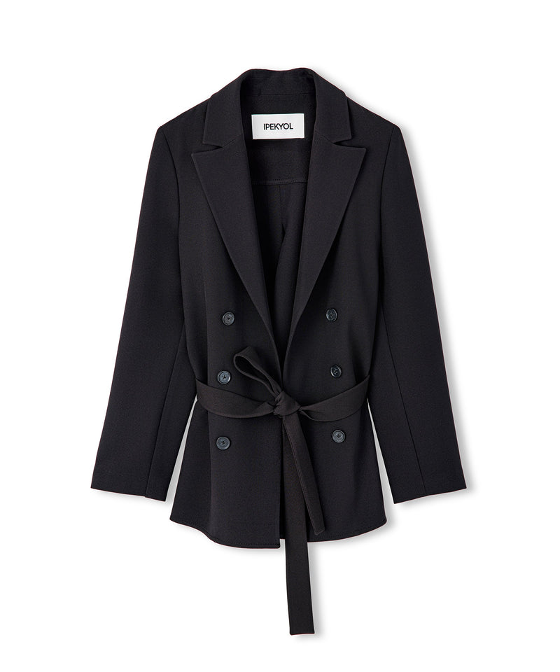 Ipekyol Belted Jacket With 6-Button Black