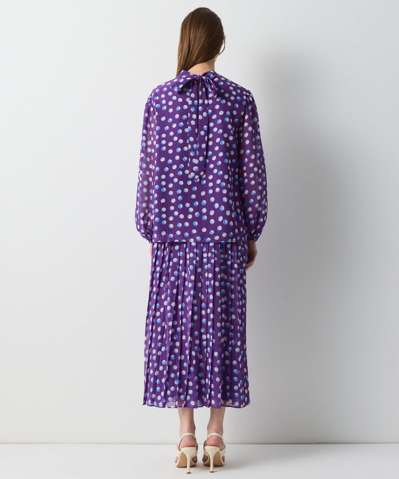 Ipekyol Dotted Print Long Sleeve Blouse Purple