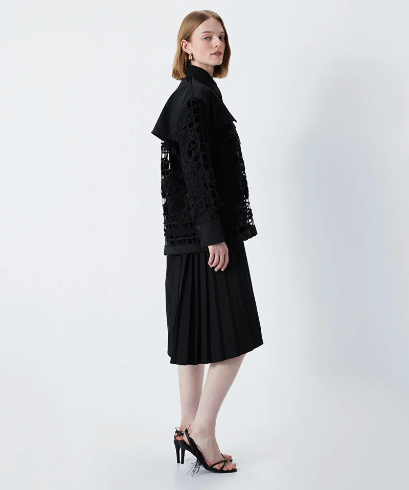 Ipekyol Embroidered Shirt Jacket Black