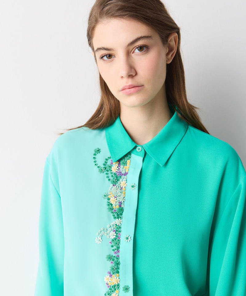 Ipekyol Embroidered Colorblock Shirt Green