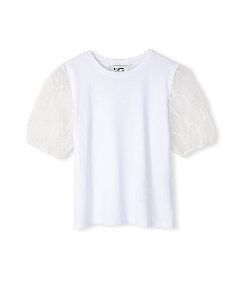 Ipekyol Tulle Mix T-Shirt Ecru