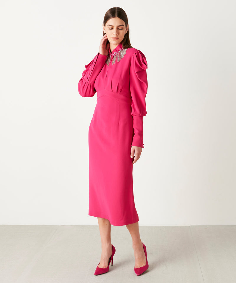 Ipekyol Jewel Neck Embellished Dress Fuchsia