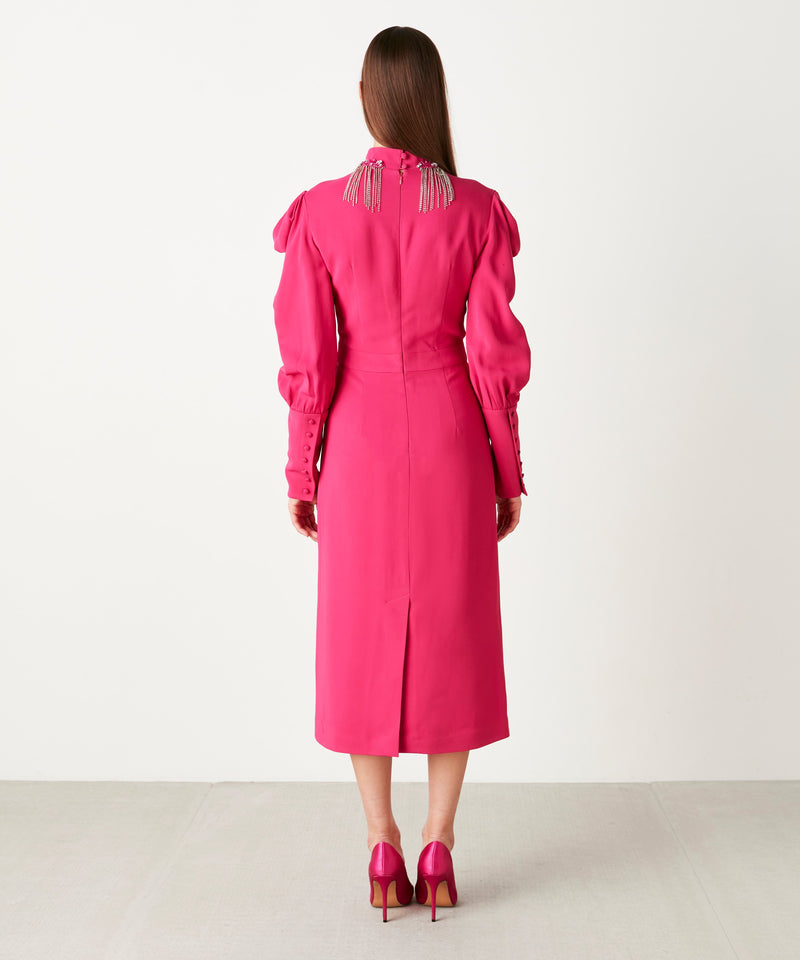 Ipekyol Jewel Neck Embellished Dress Fuchsia