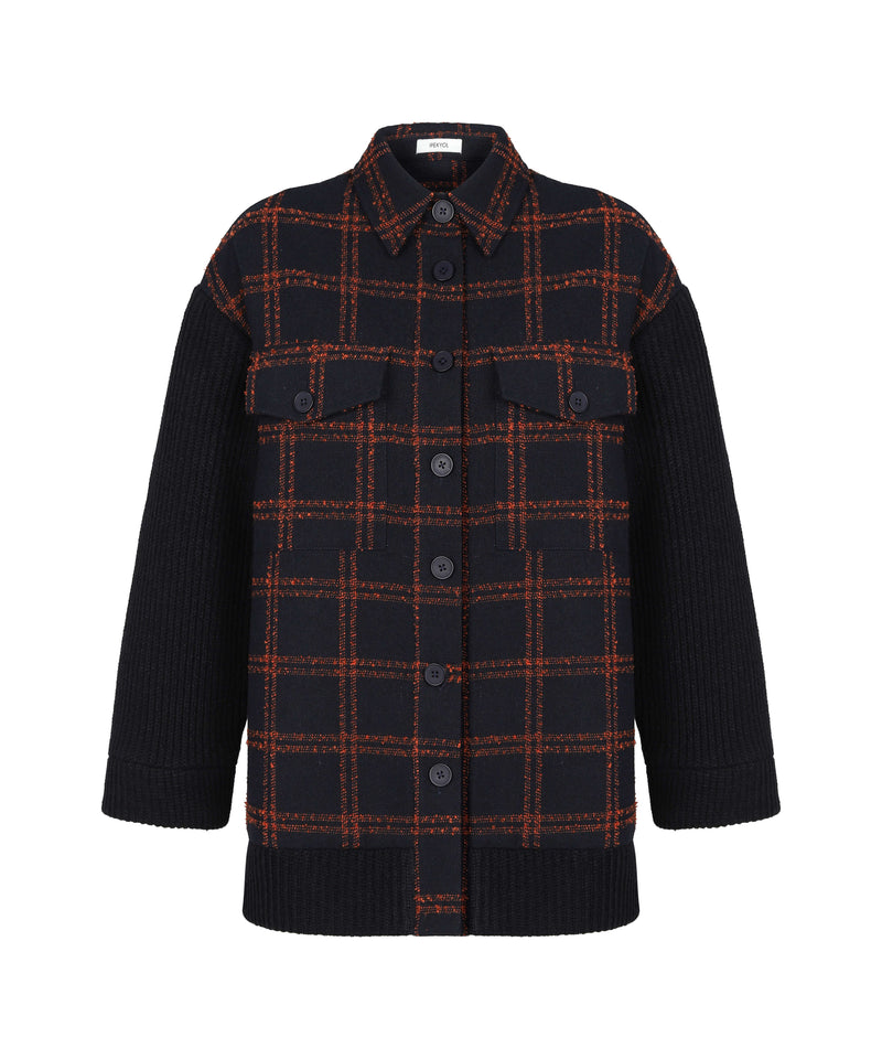 Ipekyol Plaid Pattern Mix Coat D.Navy