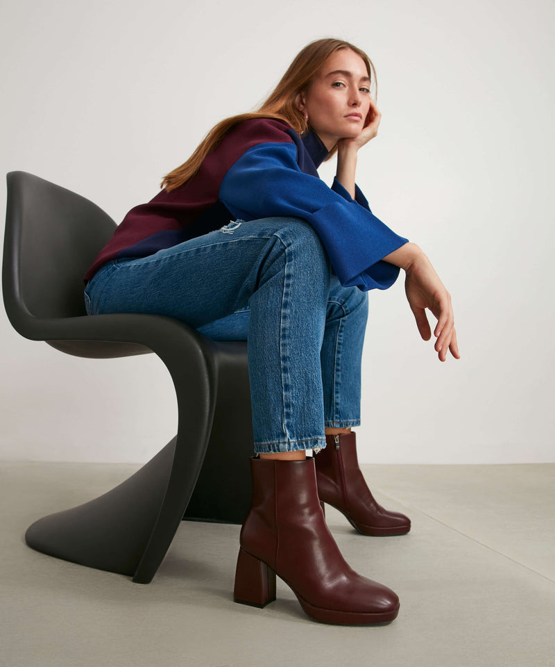 Ipekyol Pu Heeled Boots Bordeaux