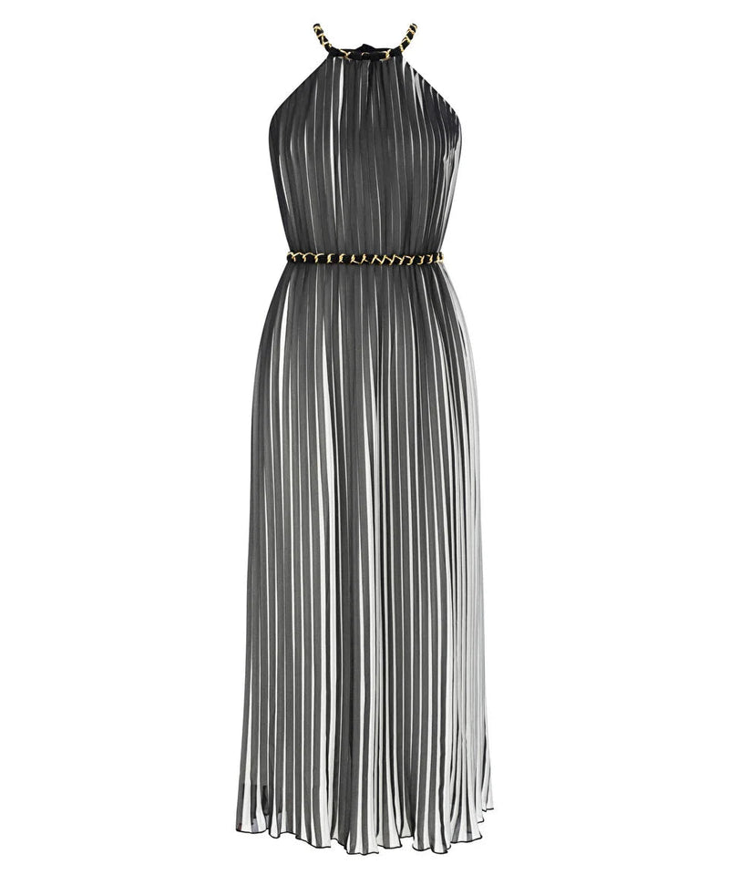 Ipekyol Halter Neck Pleated Contrast Dress Black