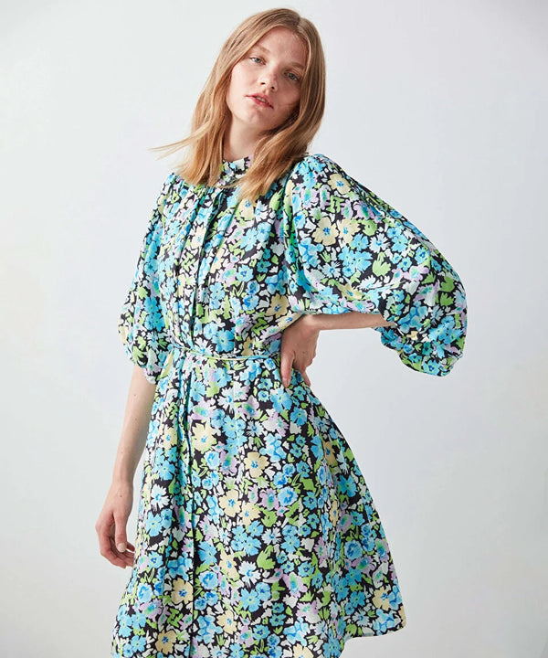 Ipekyol Balloon Sleeve Printed Short Dress Blue