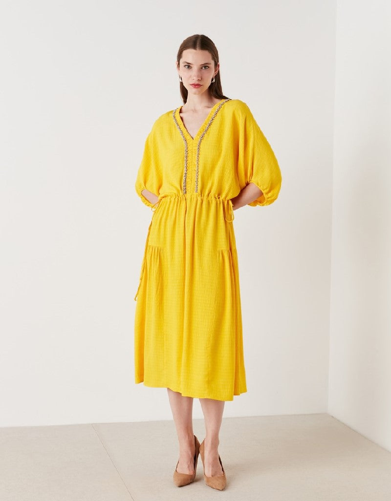 Ipekyol Midi Dress With Embellished Detail Yellow