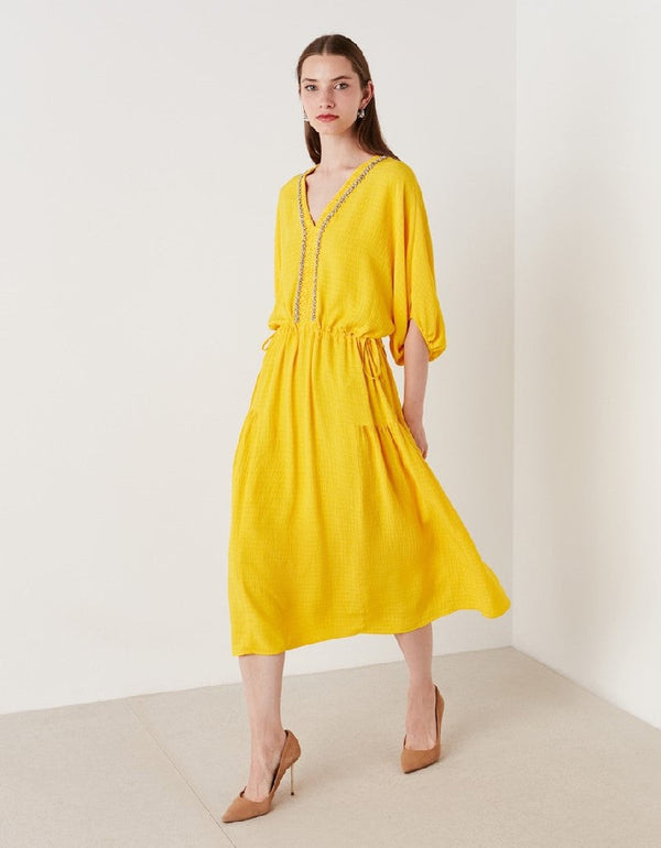 Ipekyol Midi Dress With Embellished Detail Yellow