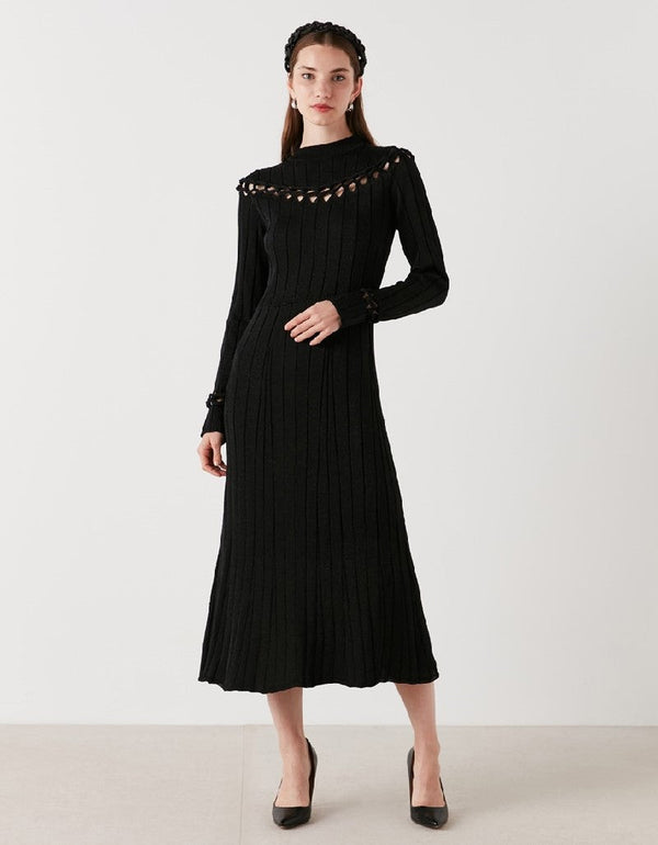 Ipekyol Cutout Knitted Midi Dress Black