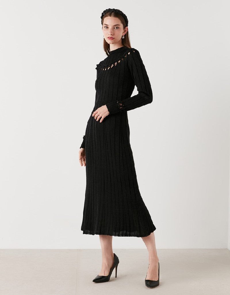 Ipekyol Cutout Knitted Midi Dress Black