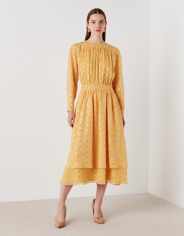 Ipekyol Lurex Midi Dress Mustard