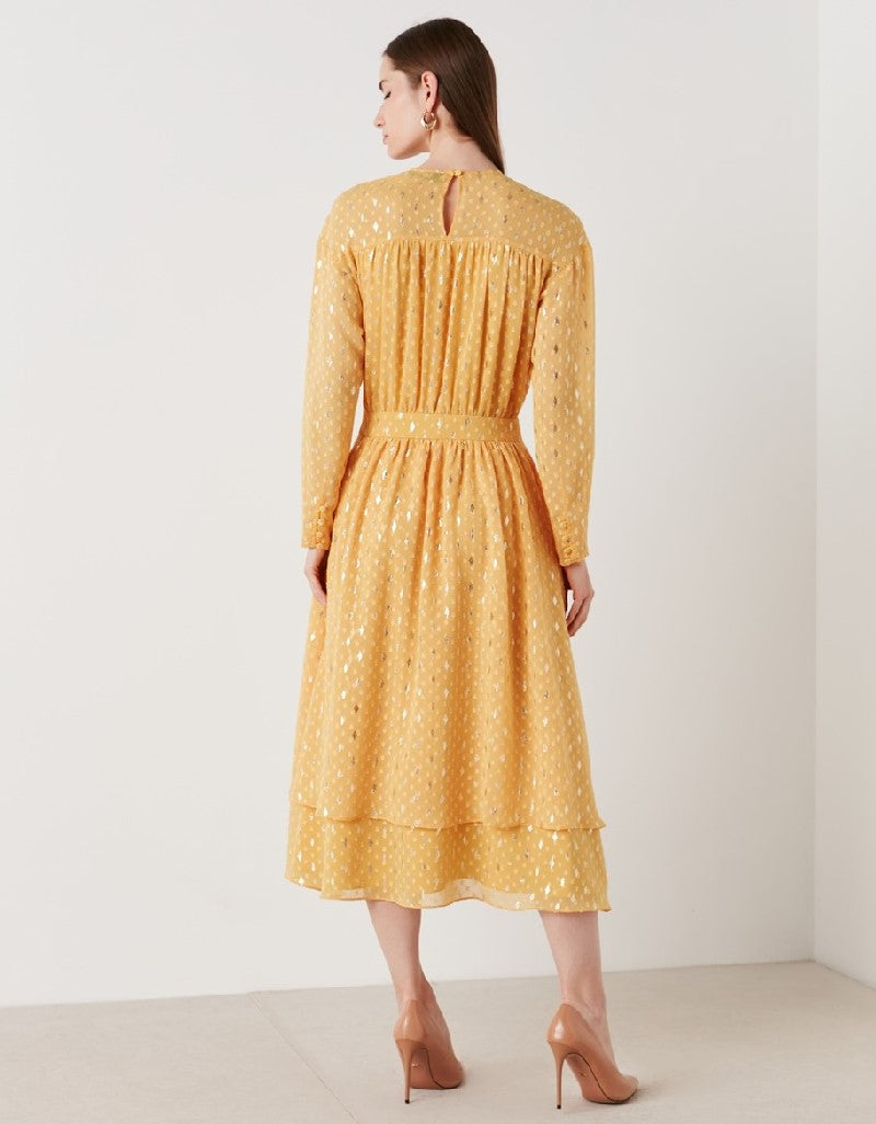 Ipekyol Lurex Midi Dress Mustard