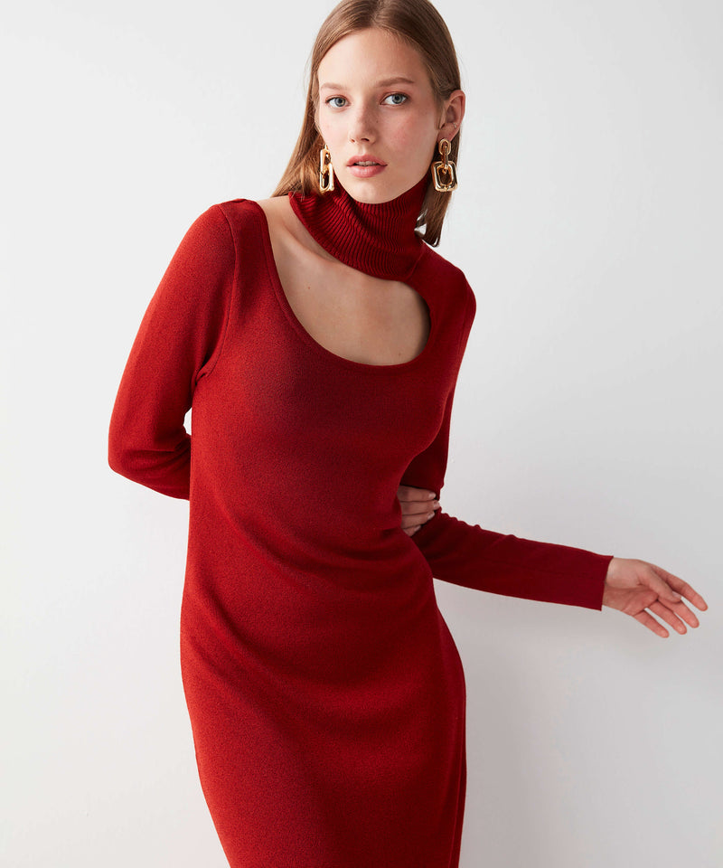 Ipekyol Cutout Knitted Midi Dress Dark Orange