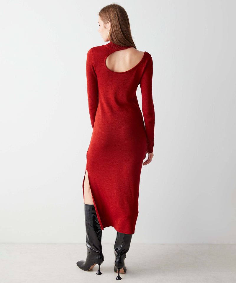 Ipekyol Cutout Knitted Midi Dress Dark Orange