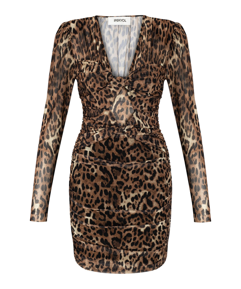 Ipekyol Leopard Print Mini Dress Brown