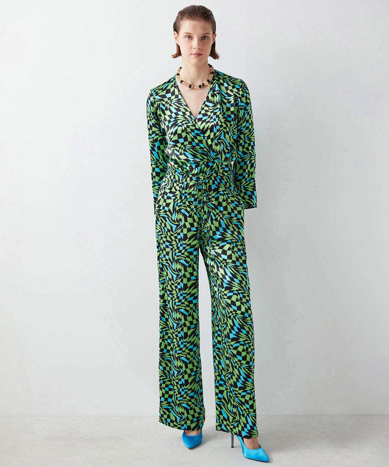 Ipekyol Wavy Geometrical Printed Trouser Blue