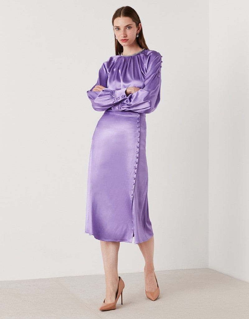 Ipekyol Buttoned Solid Skirt Lilac