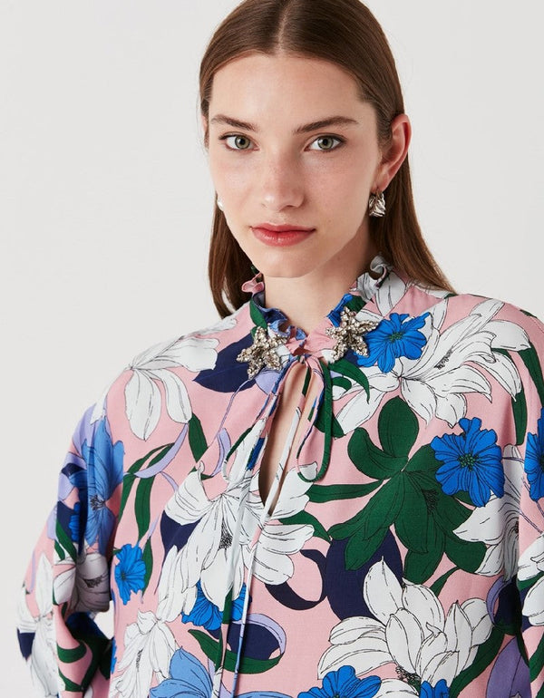 Ipekyol Multicolored Floral Printed Blouse Blue