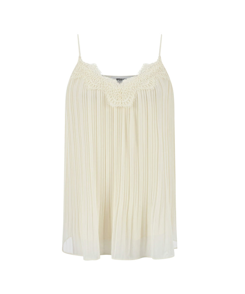 Ipekyol Pleated Blouse With Lace Neck Ecru